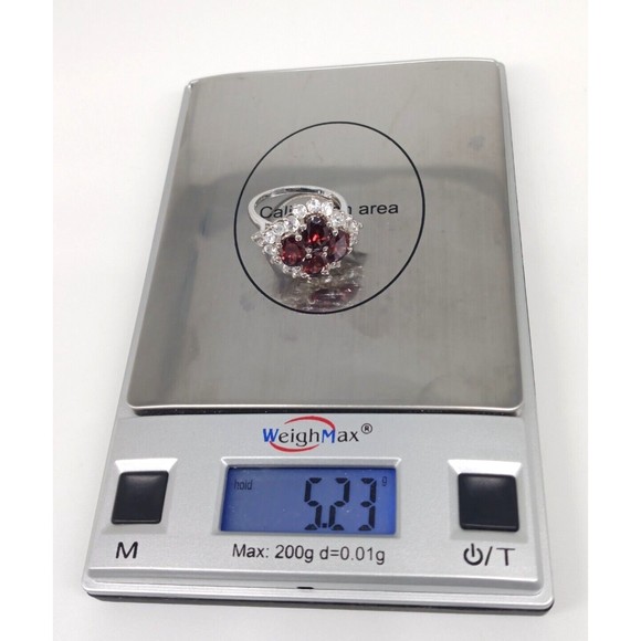 Chuck Clemency Garnet Quartz CZ Gemstone Ring STS 925 Sterling Silver Size 7 - Picture 15 of 15